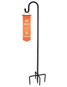 lot 5280 image: Ottsuls Bird Feeder Pole, 45 INCH Heavy Duty Shepherds Hooks for Outdoor with 5 Prong Base, Adjustable Stand Hanger for Garden Plant, Hummingbird Feeder, Lantern, Hanging Wedding Decor (1 Pack) - Retail $15