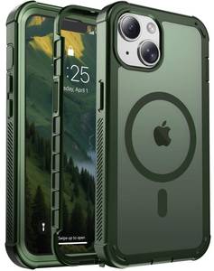lot 5296 image: jaroco Magnetic for iPhone 13 Case, Compatible with MagSafeMilitary Grade Drop ProtectionHeavy Duty ProtectionNon-SlipShockproof 2-Layer Durable Bumper Phone Case 6.1-Army Green - Retail $15