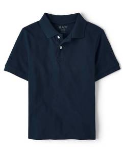 lot 5313 image: The Childrens Place boys Uniform Pique Polo Shirt, Nautico, XXL 16 husky - Retail $6