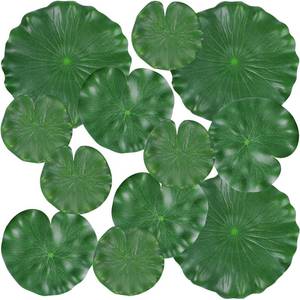lot 5324 image: FFNIU 12Pcs Lily Pads for Ponds, Artificial Floating Foam Lotus Leaves, Lily Pads Foliage Pond Decor for Koi Fish Pool Patio Aquarium - Retail $9