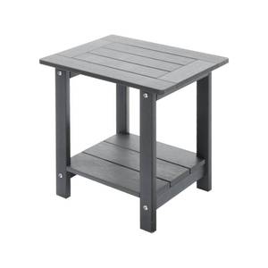 lot 5358 image: Meluvici Double Adirondack Outdoor Side Table Weather Resistant, Outdoor Rectangular Patio End Table for Adirondack Chair, Grey - Retail $44