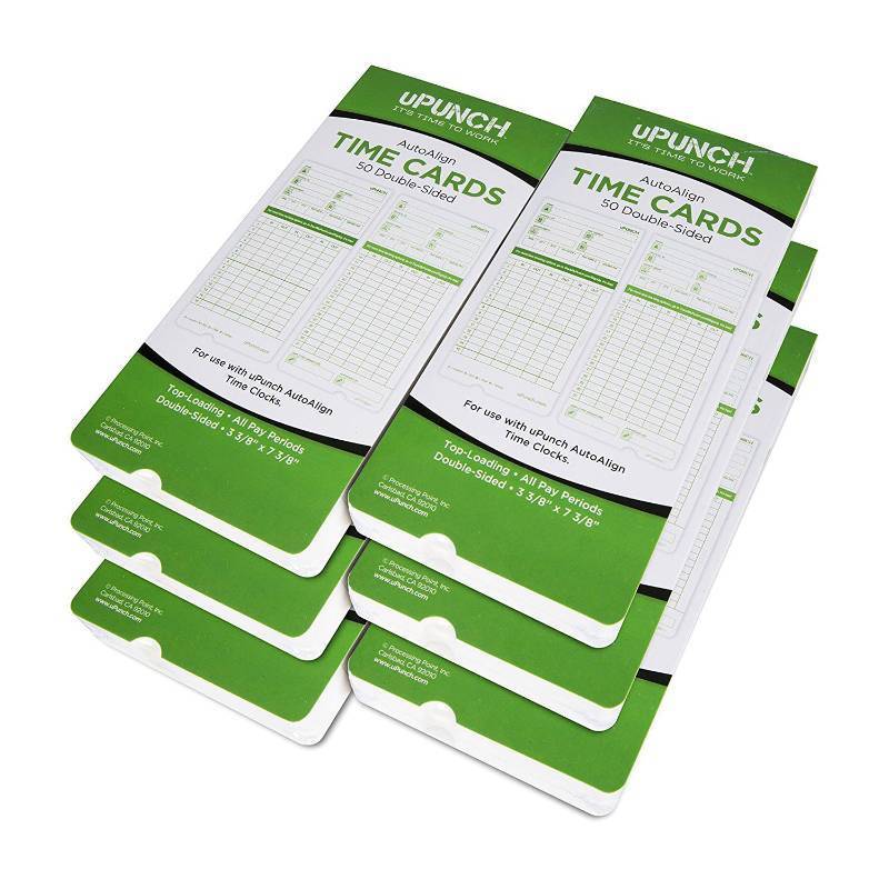lot 3563 image: uPunch 300 Time Cards for Green HN3000 AutoAlign Time Clocks (HNTCG1300) - Retail $29