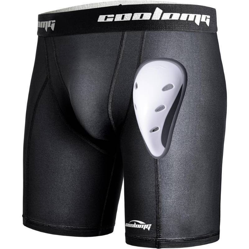 lot 3572 image: COOLOMG Men Sliding Shorts with Protective Cup Baseball Football MMA Lacrosse Hockey Black XXL - Retail $20