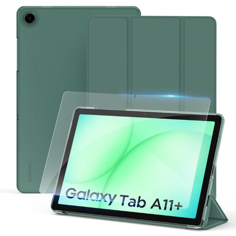 lot 3634 image: CACOE Case for Samsung Galaxy Tab A11 A9 Plus 11 Inch 2025 with Screen Protector, Ultra Slim Stand Protective Smart Cover Hard PC Translucent Back Shell, Auto WakeSleep, Midnight Green&nbsp