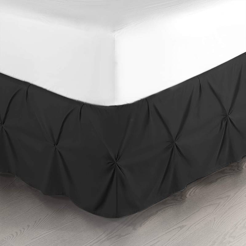 lot 3647 image: Nestl Black Bed Skirt King Size, Pinch Pleat King Bed Skirt, 14 Inch Drop King Bedskirt, Hotel Quality Black Bed Skirts, Premium Microfiber Bedskirt for King Bed, Black King Size Bed Skirt - Retail $22