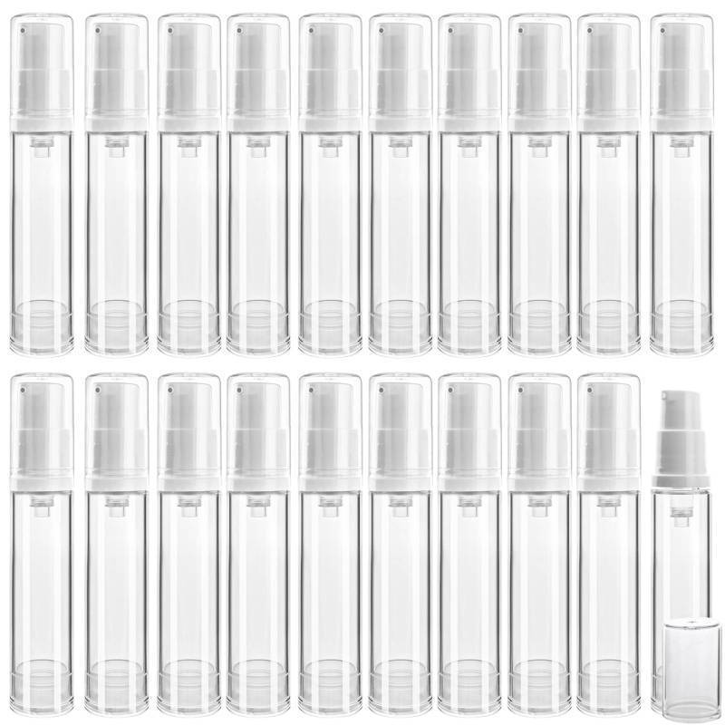 lot 3686 image: 20Pcs 10ml0.34oz Airless Pump Bottle Refillable Plastic Airless Vacuum Dispenser Portable Clear Cosmetic Sample Vial Container Jars for Lotion Emulsion Toiletries Liquid Foundation&nbsp&nbsp