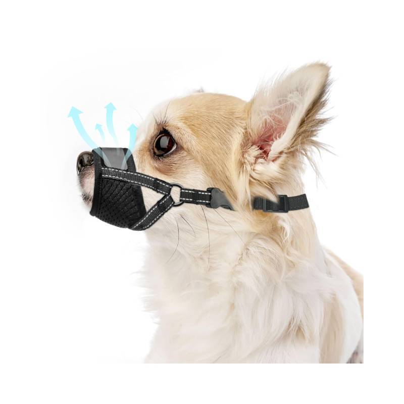 lot 3742 image: Dog Muzzle for Small Dogs - Soft Nylon Breathable Muzzle for Small Dog with Air Mesh  Adjustable Dogs Muzzles to Prevent Biting  Puppy Mussels for Grooming Barking Chewing Allows Panting Drinking&nbsp