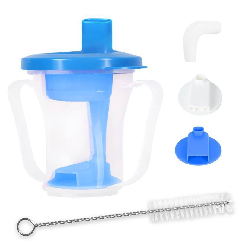 lot 3765 image: EZSLINGGLIDE Dysphagia Regulating Drinking Cup Spill-Proof Adaptive Cup for Adults with Swallowing Difficulties, Elderly, Parkinsons &amp Dementia Patients (Blue-Pack of 1 Count) - Retail $27