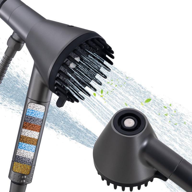 lot 4045 image: Ryamen 2026 Magnetic Filtered Shower Head with Handheld High Pressure Showerhead with Power Wash Mode, Chlorine Removal, Massage Brush, Pressure Adjustable, One-Touch Pause (Gray)&nbsp&nbsp