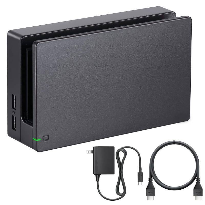 lot 4079 image: TV Dock Station for Switch - 3 in 1 Replacement TV Base Docking Station Set with Upgraded IC Module, Charger, HDMI Cable Accessories for Switch Console - Not for Switch 2 - Retail $45