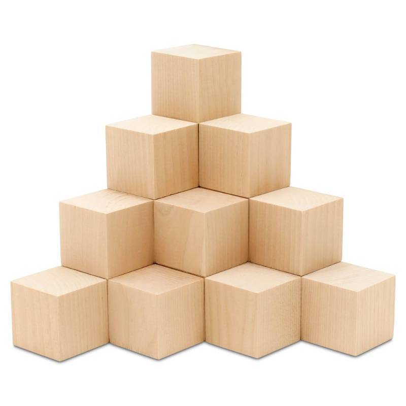 lot 4092 image: DIY Wood Cubes 1-12-inch, Pack of 50 Small Wooden Blocks Wooden Blocks for Crafts, STEM, Building, and Blank Wood Dice, by Woodpeckers - Retail $34