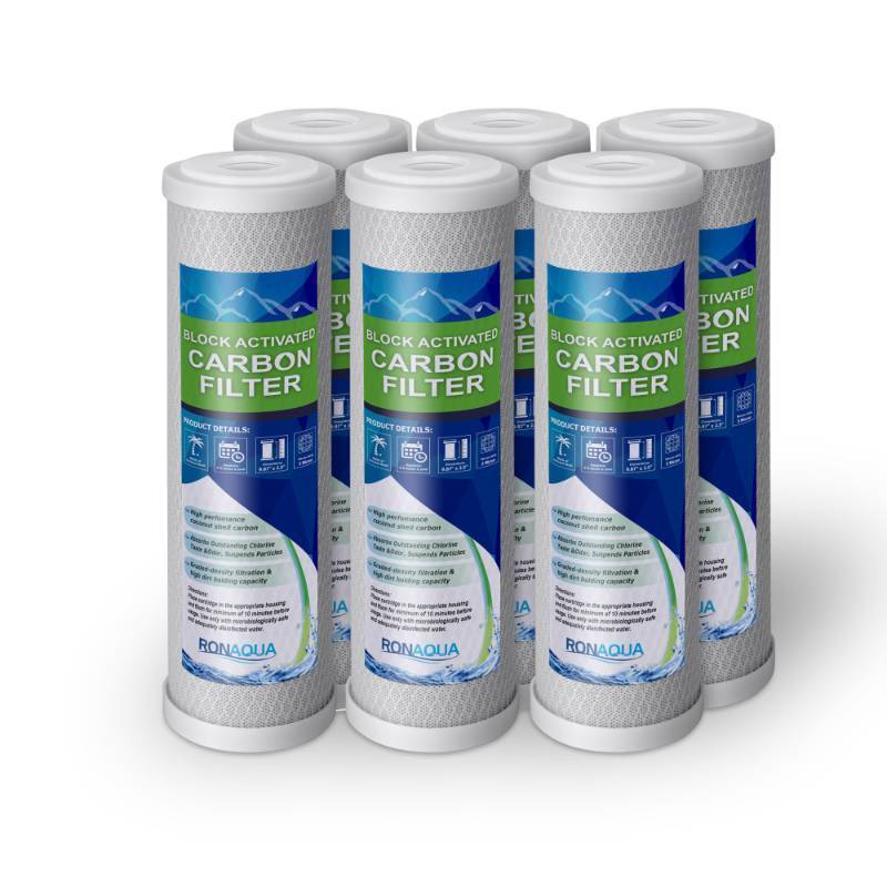 lot 4112 image: 6 Block Activated Carbon 5 Micron Water Filters Set WELL-MATCHED with WFPFC8002, WFPFC9001, WHCF-WHWC, WHEF-WHWC, FXWTC, SCWH-5&nbsp&nbsp