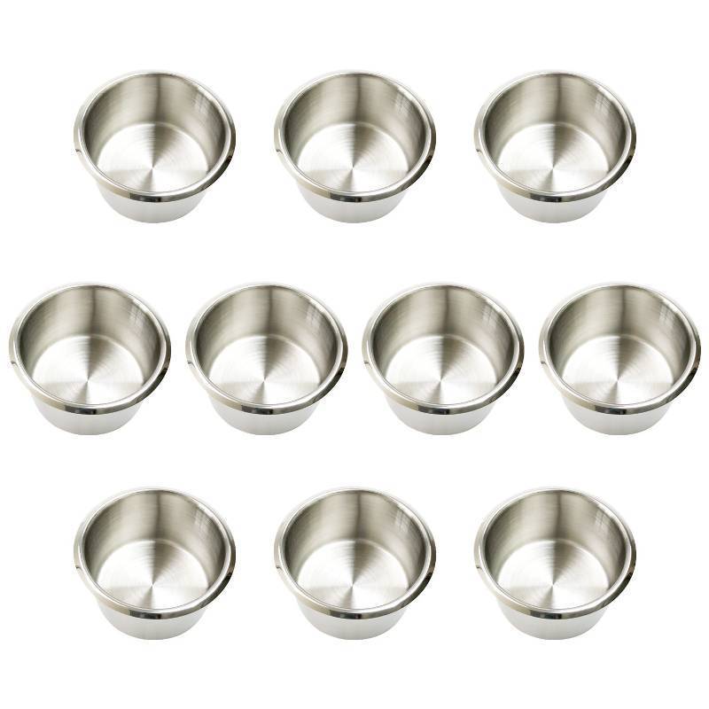 lot 4137 image: Game Table Cup Holder Insert - 10 Stainless Steel Drop in Large Drink Cup Holders,Boat Poker Table Replacement Cups Accessories - Retail $25