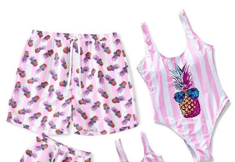 lot 4139 image: IFFEI Family Matching Mommy and Me Swimsuits One Piece Swimwear Modest Bathing Suits Beachwear for Beach Pool Vacation Pink Women (MOM SUIT ONLY) Small&nbsp