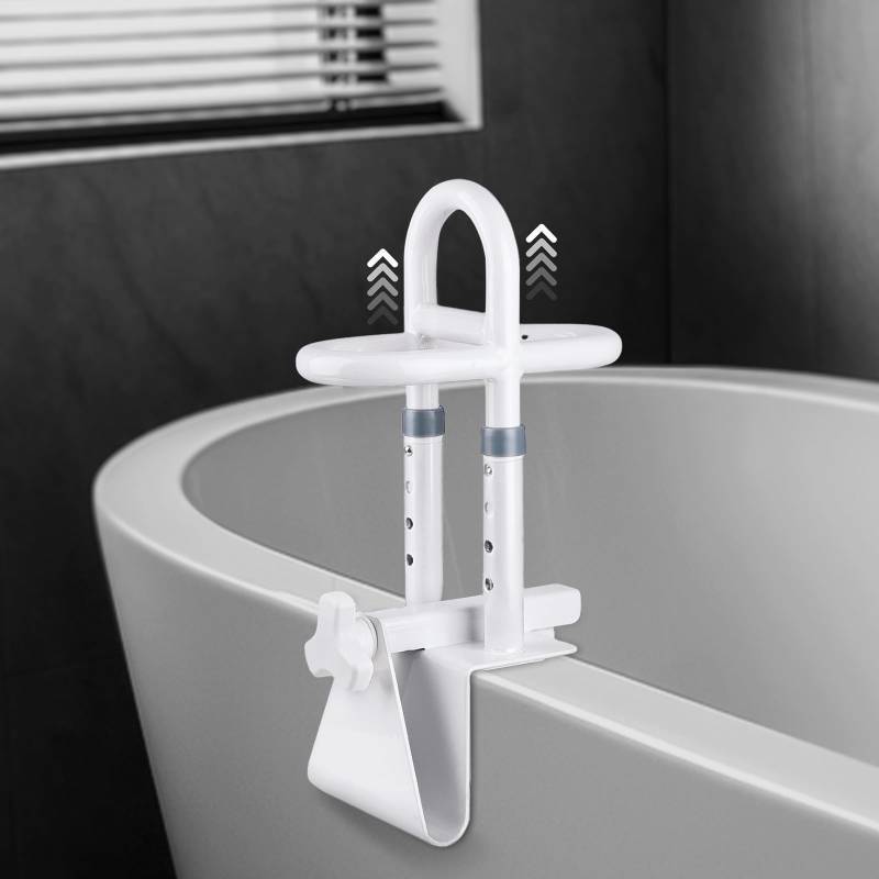 lot 4195 image: Adjustable Bathtub Safety Rail - Non-Slip Shower Grab Bar Handle, Bathtub Grab bar, Fits 3.15-6.69 Walls, 300lbs Support, Sturdy Bathtub Safety Rail for Elderly & Disabled - Retail $48