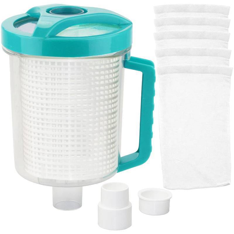 lot 4274 image: Leaf Canister Catcher In-line Leaf Canister for Pool & Spa, With Mesh Basket & 5 Skimmer Socks, For Suction Manual & Automatic Pool Cleaners (White) - Retail $31