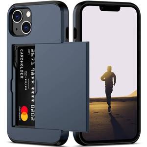 lot 5419 image: Nvollnoe for iPhone 13 Case with Card Holder Heavy Duty Protective Dual Layer Shockproof Hidden Card Slot Slim Wallet Case for iPhone 13 for Women&Men(Blue) - Retail $13
