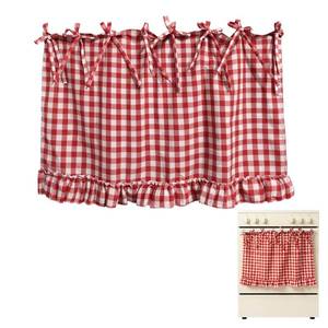 lot 5421 image: Nouysoc Oven Skirt Curtain, Oven Skirt for Door, Red Plaid Oven Curtain, OvenSkirt, OvenCurtains for Kitchen Protection and Decoration(24x18in) - Retail $15