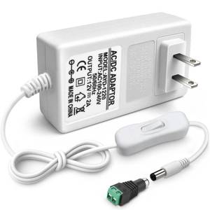 lot 5432 image: 12V 2A Power Supply, 24W 12 Volt DC Power Adapter with OnOff Switch, 110V AC to 12V Wall Plug Transformer for LED Strip Lights with 5.52.1mm DC Female Connector - Retail $9