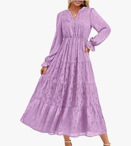 lot 5473 image: KIRUNDO Spring Wedding Guest Dresses for Women 2026 Maxi Floral Long Sleeve Elegant Ruffle Tiered Flowy Party Long Dress XXL - Retail $59