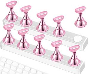 lot 5514 image: 2 Set Nail Stand,Nail Holder Stand,Press on Nail Stand,Nail Practice Hand,Nail Holder for Painting Nails,for Nail Art Display,Home DIY Beginner Salon Supplies(Pink)