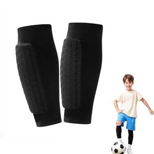 lot 5517 image: Soccer Shin Guards Pads Socks Gel for Kids Youth Adult,Calf Compression Sleeve with Honeycomb Pads,Breathable Elastic Anti-Collision (Black, XS(Age 3-6)) - Retail $15