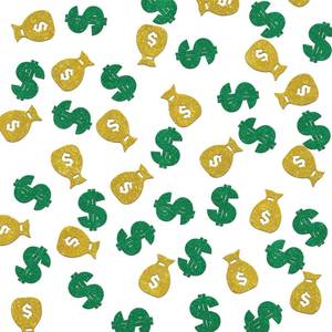 lot 5523 image: 120Pcs Double-sided Glitter Dollar Sign Money Confetti, Money Theme Party Decorations, Festival Party Table Decorations, American Dollar Sign Paper Confetti - Retail $8
