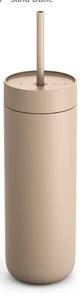 lot 5545 image: Fellow 20 oz Carter Cold Water Bottle for Water, Iced Tea, Coffee, Smoothies, Iced Coffee & more - Stainless Steel Vacuum-Insulated Iced Coffee tumbler with Spill Resistant lid and straw - Sand Dune - Retail $40