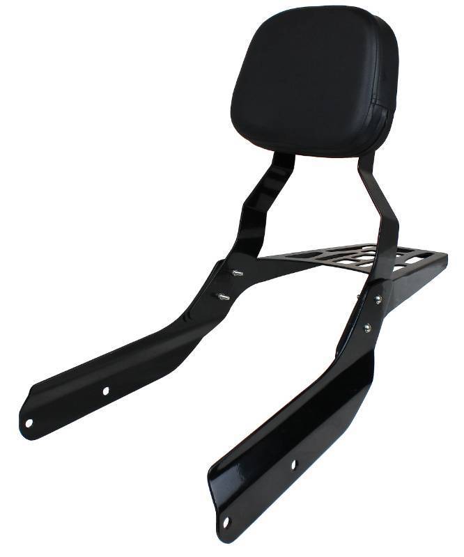 lot 4753 image: YHMOTO Passenger Sissybar Backrest with Luggage Rack Fits for Honda VTX 1300 1800 NRS Models 2002-2008 (Black) - Retail $80