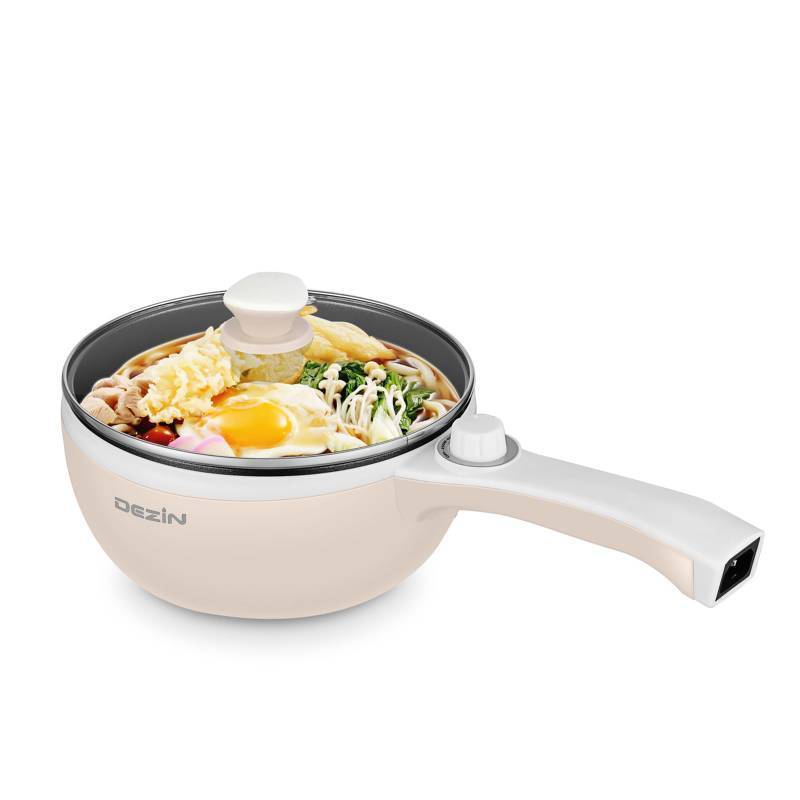 lot 4759 image: Dezin Hot Pot Electric Upgraded, Non-Stick Saute Pan, Rapid Noodles Electric Pot, 1.5L Mini Portable Hot Pot for Steak, Egg, Fried Rice, Ramen, Oatmeal, Soup with Power Adjustment - Retail $34