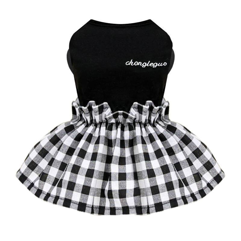 lot 5041 image: PETCARE Small Dog Dress Classic Black Plaid Dresses for Dogs Soft Cute Summer Puppy Dress Shirt Shih Tzu Pomeranian Chihuahua Yorkie Clothes Outfits for Small Dogs Girl - Retail $10