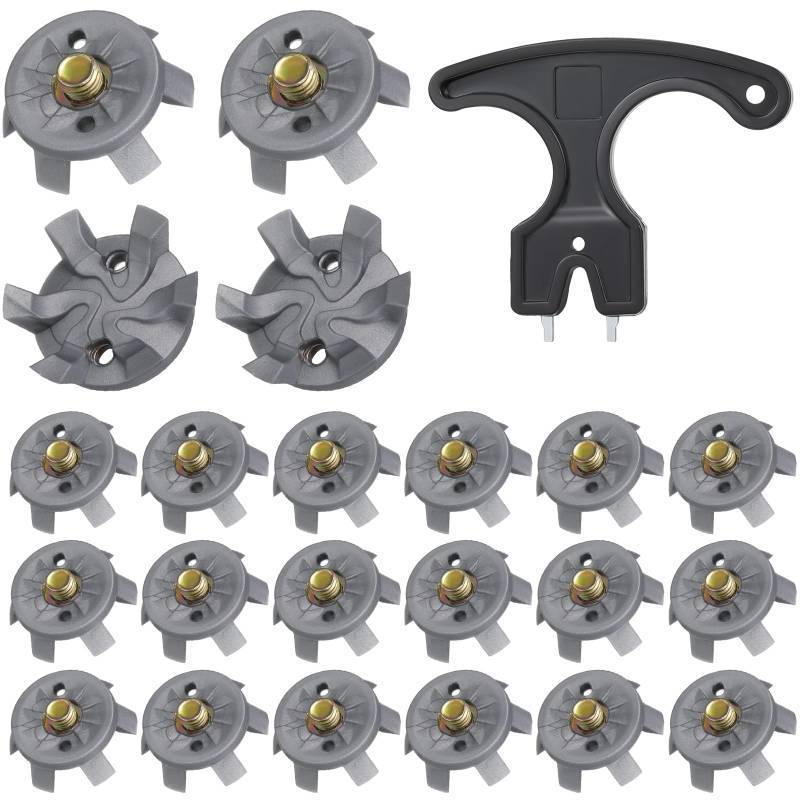 lot 5045 image: Cozypower 31 Pcs Golf Spikes Set Includes 30 Pcs Golf Cleats Replacement Black Cleats Spanner Metal Thread Screw 6 mm Dia Spike Tool for Lawn Cricket Shoe Player Lover(Silvery Grey) - Retail $13