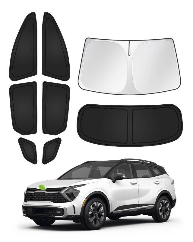 lot 5074 image: Canvcle Window Shades for 2023-2025 2026 Kia Sportage Accessories Windshield Sun Shade Side Rear Window Covers Sunshade Sun Visor Shield Privacy Protection for Camping Keep Vehicle Cool Black 8PCS - Retail $59