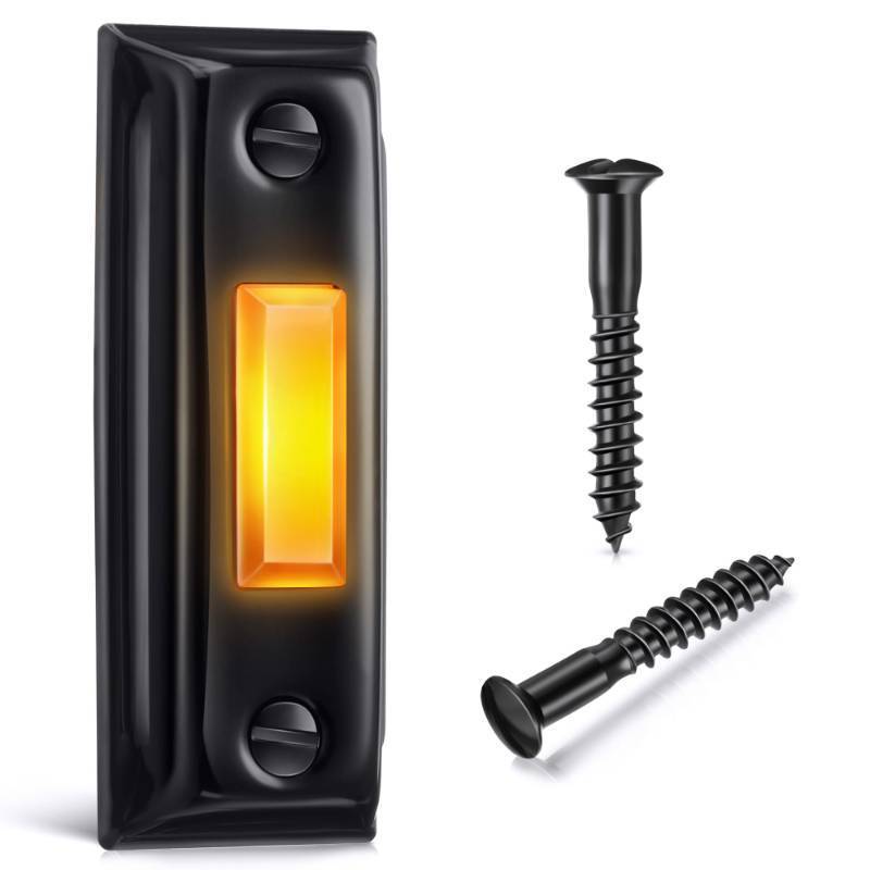 lot 5132 image: Dreyoo Metal Doorbell Push Button, Heavy Duty Metal Door Bell Wired Button LED Lighted Wall Mounted Doorbell Push Buttons for Home, Universal Garage Door Opener Switch Property in Copyright(Black) - Retail $10