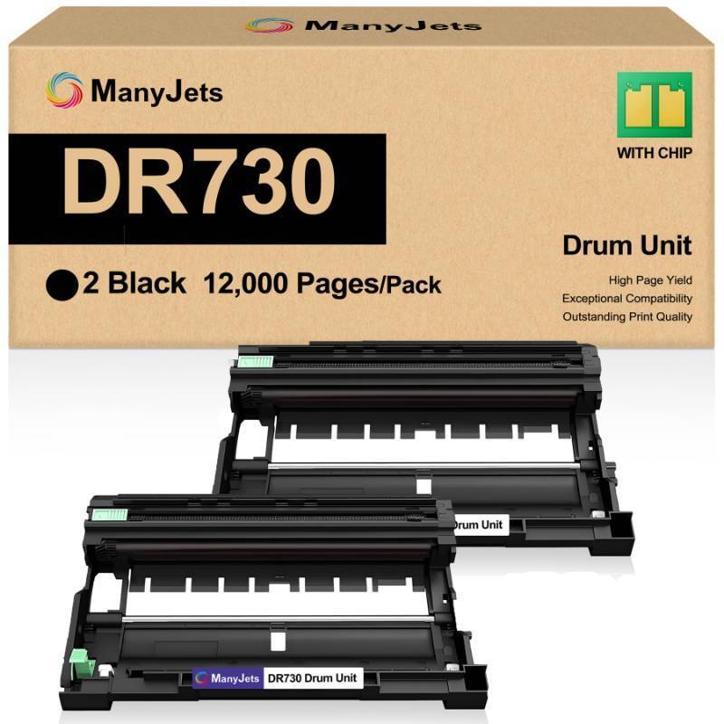lot 5145 image: ManyJets DR730 Drum Unit - Compatible for Brother DR730 DR-730 DR760 DR-760 Drum - for HL-L2370DW HL-L2395DW MFC-L2710DW MFC-L2750DW DCP-L2550DW MFC-L2690DW MFC-L2730DW Printer(Not Toner,2-Pack) - Retail $28