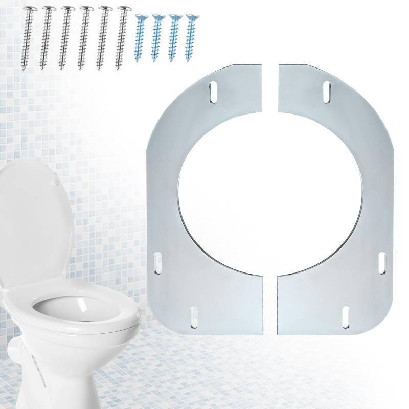 lot 5260 image: Gisafai Toilet Flange Support Plate Closet Flange Floor Repair Ring Bracket Extender Kit Offset Toilet Repair Kit, 5.59 x 5.28 Inches Inner Diameter, 1mm Thickness(Galvanized Steel) - Retail $13