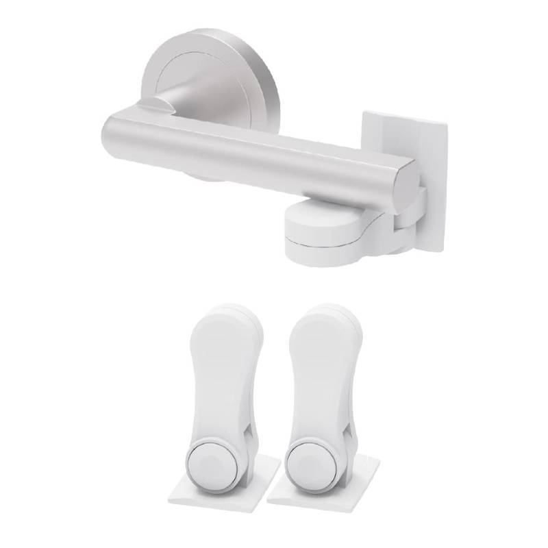 lot 5272 image: Inaya Child Proof Door Lever Lock, Baby Proofing Door Handle Lock, Minimalist Design, 3M Adhesive & No DrillingNeed, Child Safety Door Handle Locks (2 Pack) - Retail $10