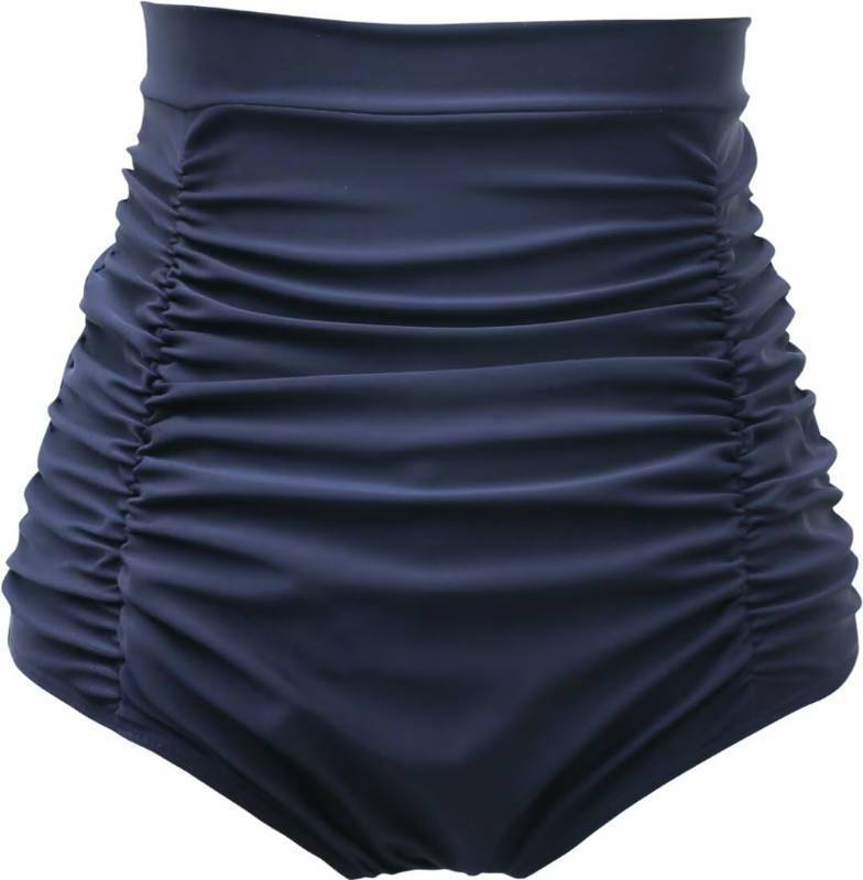 lot 5283 image: COCOPEAR Womens Ruched High Waisted Bikini Bottom Retro Vintage Swim Short Tankinis Navy 2XL - Retail $23