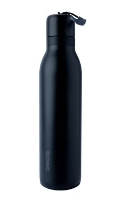 lot 5297 image: Owala 24oz FreeSip TWIST Stainless Steel Water Bottle - Very, Very Dark - Retail $30