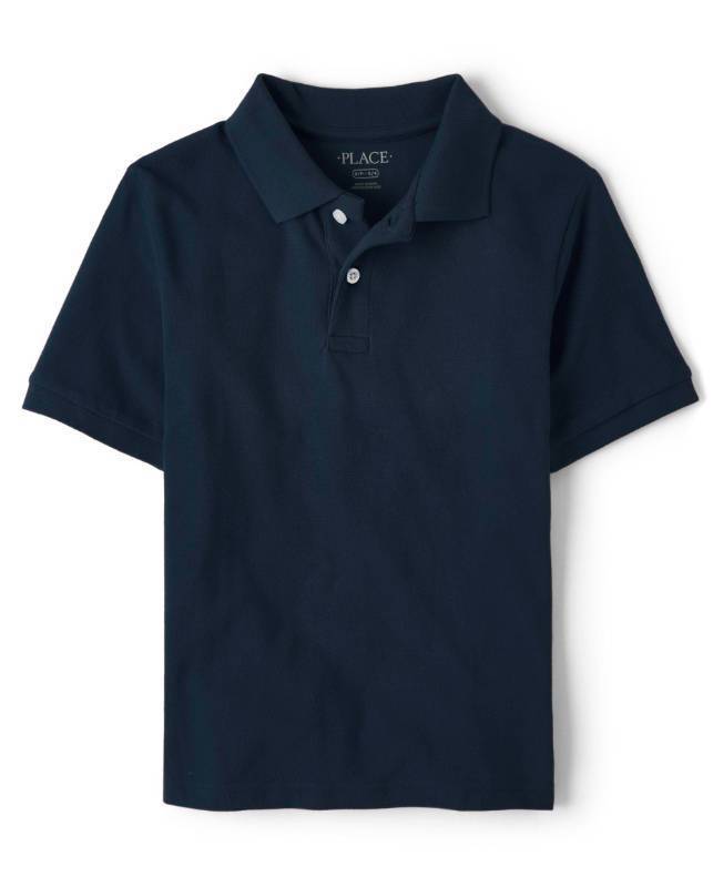 lot 5313 image: The Childrens Place boys Uniform Pique Polo Shirt, Nautico, XXL 16 husky - Retail $6