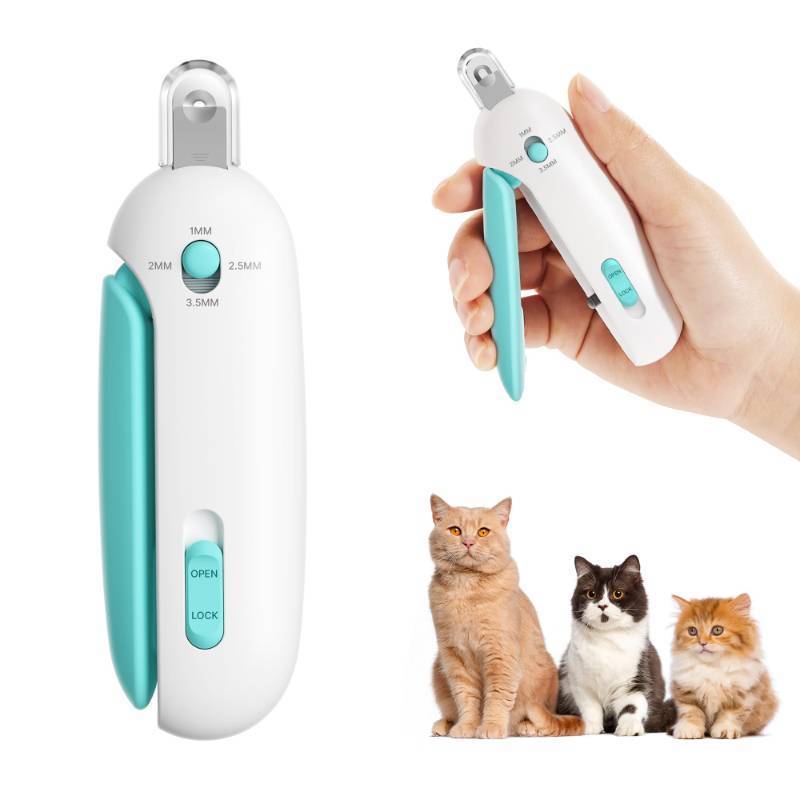 lot 5351 image: Potaroma Cat Nail Clipper with Adjustable 3-Size Trimming Hole & Hidden Nail File  Safe Toenail Trimmer for Kittens & Indoor Cats  Anti-Splash Claw Cutter for Grooming (Blue) - Retail $10