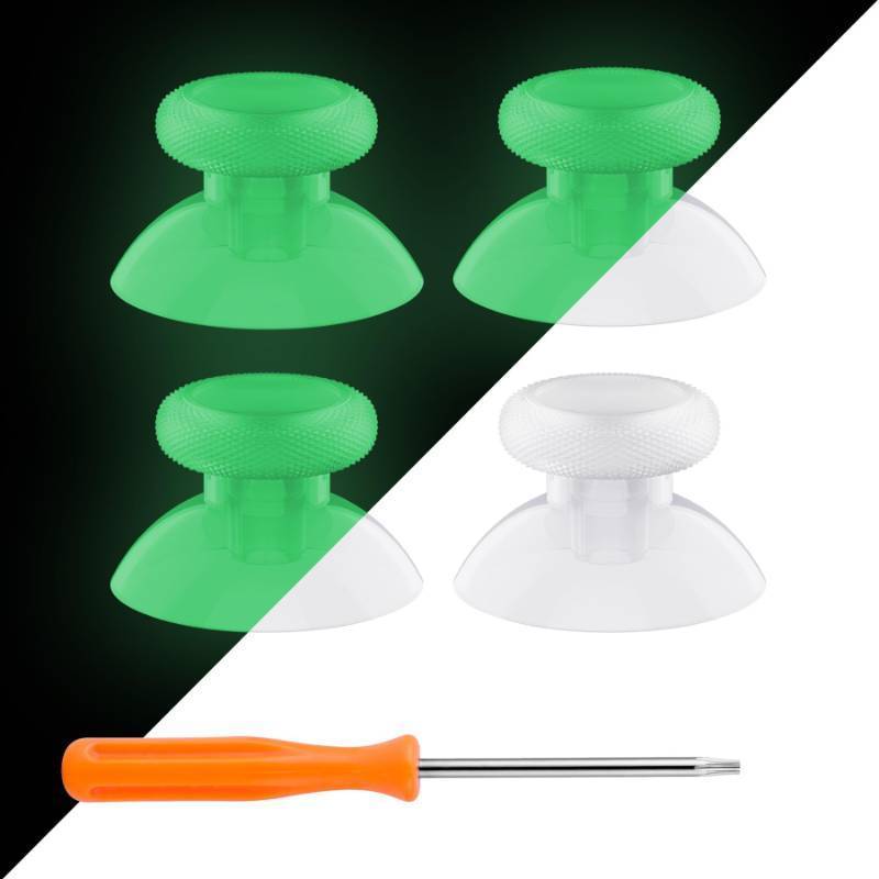 lot 5353 image: eXtremeRate Replacement Controller Joystick for Xbox One - 4 PCS Glow in Dark - Green Thumbsticks Analog Thumb Sticks for Xbox Series XS, Xbox One SX, Elite Controller with Repair Kit Screwdriver - Retail $13