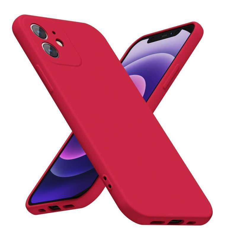 lot 5354 image: LoeoeL for iPhone 12 Mini Phone Case Silicone, Minimalist Ultra Thin Slim Soft Rubber Gel Solid Color Matte TPU Cute Case for Women Men, Girly Plain Aesthetic Design & Camera Cover Protection, Red - Retail $7