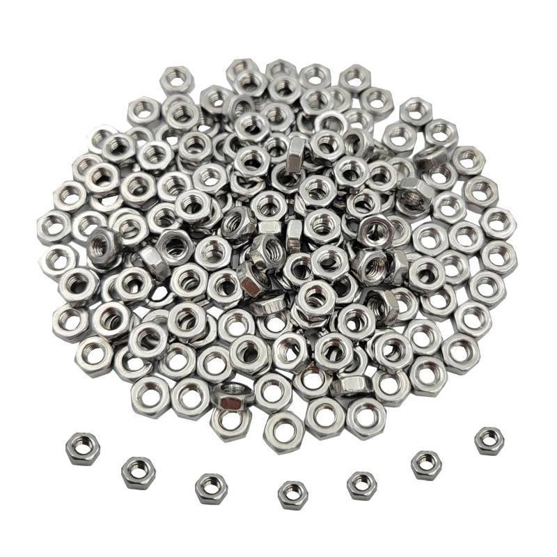lot 5369 image: 100pcs M3-0.5 Hex Nut Stainless Steel 304(18-8) Metric Hexagon Nut for Bolts, Bright Finish, Full Thread (M3)