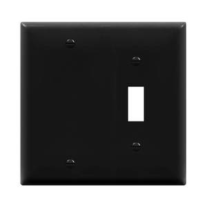lot 5618 image: ENERLITES Combination Wall Plate (Blank DeviceToggle Switch), Standard Size 2-Gang, Polycarbonate Thermoplastic, 880111-BK, Black - Retail $8