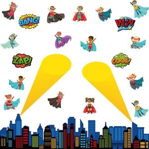 lot 5627 image: Super Theme Hero Classroom Decor Super Theme Hero Classroom Bulletin Board Decorations Heroes Sayings School Bulletin Board Set Heroes Themed Cutouts Decor - Retail $8