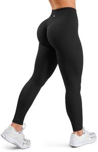 lot 5630 image: Sogetdo Yoga Leggings for Women Hidden Scrunch Butt Non See Through High Waisted No Front Seam Athletic Gym Workout Pants S835-Black-S - Retail $25