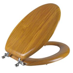lot 5642 image: Angel Shield Durable Wood Veneer Natural Toilet Seat Metal Hinged Easy Clean Anti-scratch American Standard(Round,Oak) - Retail $155