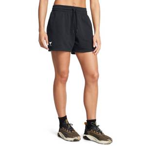 lot 5660 image: Under Armour Womens Project Rock Terry Shorts, (001) Black   White, Medium - Retail $12