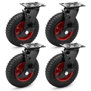 lot 5667 image: Humagineer 8 Inch Outdoor Heavy Duty Casters Wheels Set of 4, Sturdy Large Rubber Casters with Brake 2200 LBS, Industrial Grade Plate Swivel Castors with Knobby Tread for Dollies, Cart, Machine - Retail $110